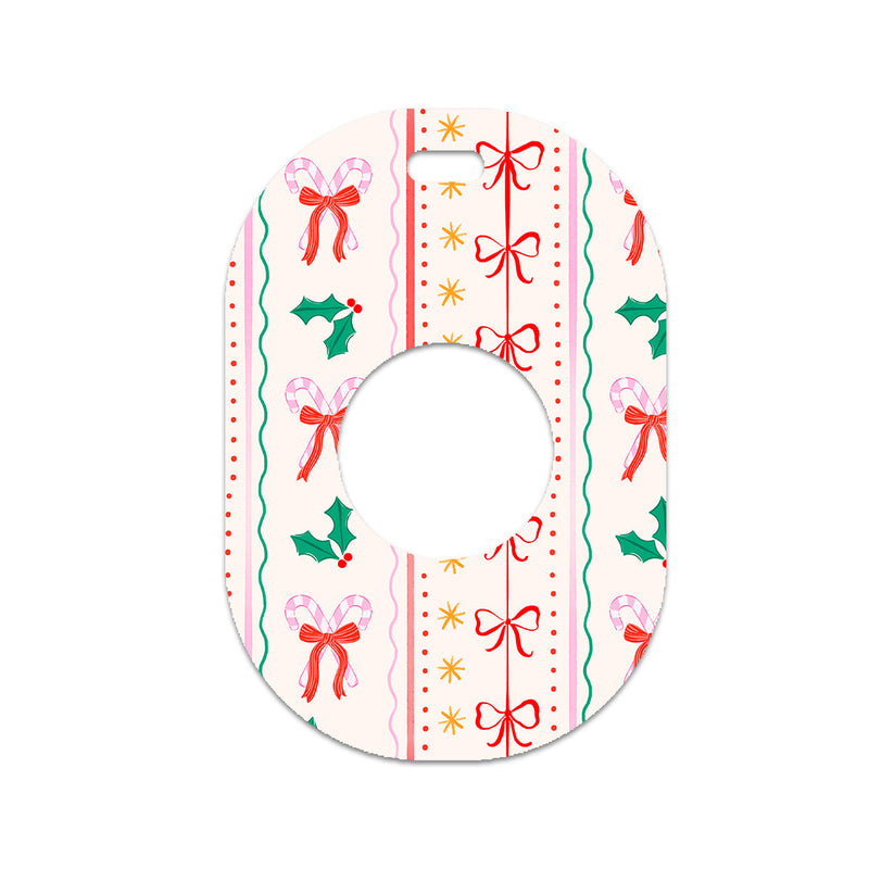 Holly Jolly Ribbon Eversense 365 Smart Transmitter Sticker - Pump Peelz Holly Jolly Ribbon Eversense 365 Smart Transmitter Sticker - Pump Peelz