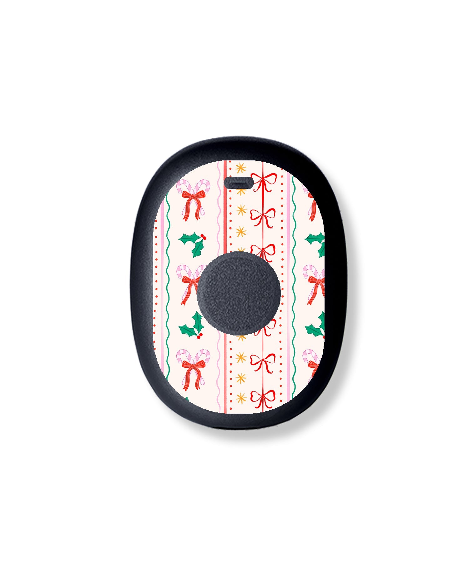 Holly Jolly Ribbon Eversense 365 Smart Transmitter Sticker - Pump Peelz Holly Jolly Ribbon Eversense 365 Smart Transmitter Sticker - Pump Peelz