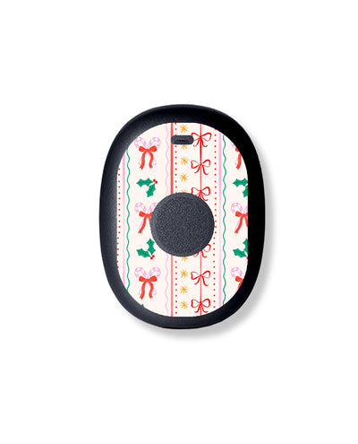 Holly Jolly Ribbon Eversense 365 Smart Transmitter Sticker - Pump Peelz Holly Jolly Ribbon Eversense 365 Smart Transmitter Sticker - Pump Peelz