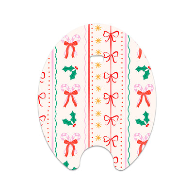 Holly Jolly Ribbon Eversense Smart Transmitter Sticker - Pump Peelz Holly Jolly Ribbon Eversense Smart Transmitter Sticker - Pump Peelz
