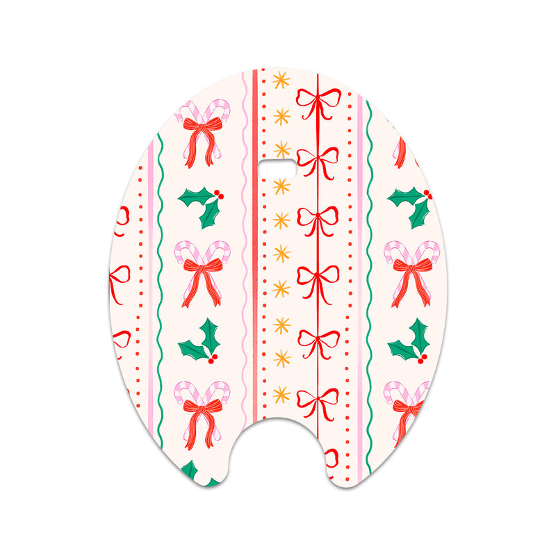 Holly Jolly Ribbon Eversense Smart Transmitter Sticker - Pump Peelz Holly Jolly Ribbon Eversense Smart Transmitter Sticker - Pump Peelz