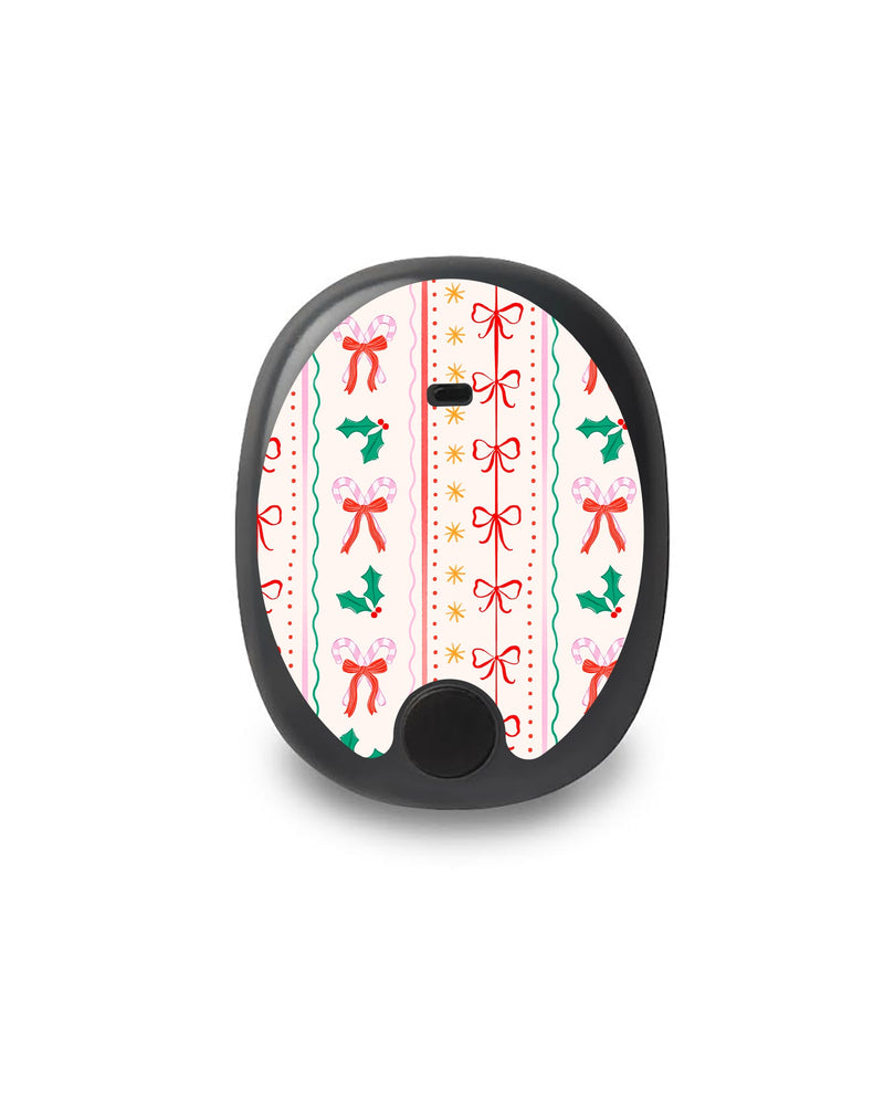 Holly Jolly Ribbon Eversense Smart Transmitter Sticker - Pump Peelz Holly Jolly Ribbon Eversense Smart Transmitter Sticker - Pump Peelz