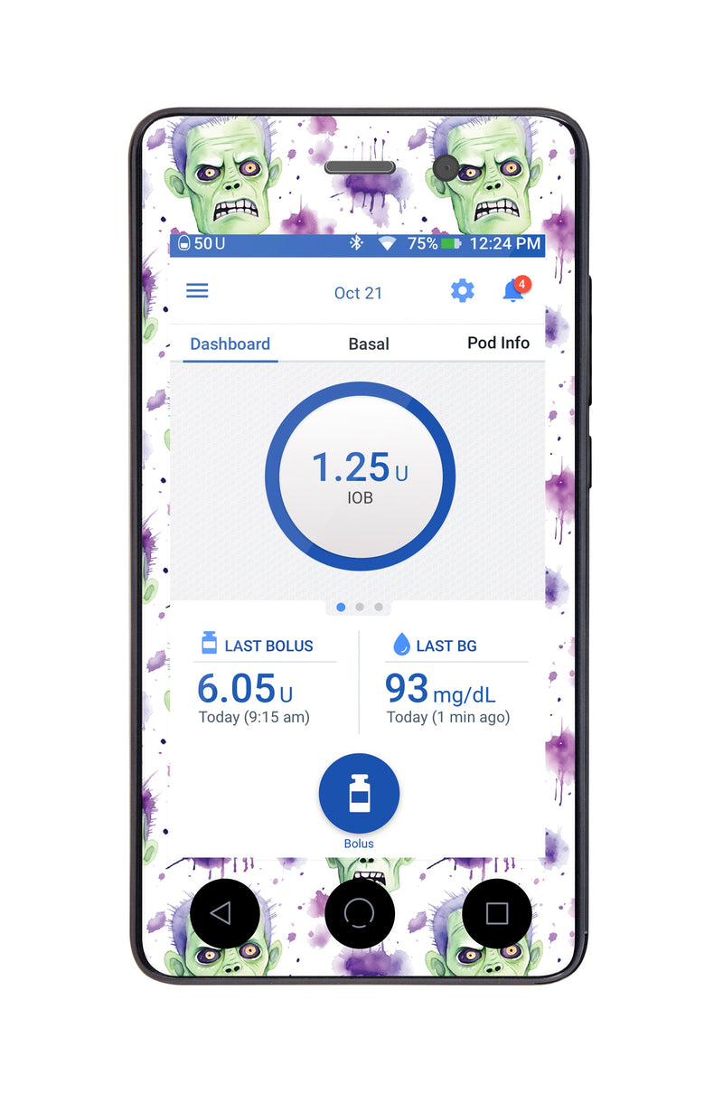 Frankenmonster Sticker for Omnipod DASH® PDM – Pump Peelz Frankenmonster Sticker for Omnipod DASH® PDM – Pump Peelz