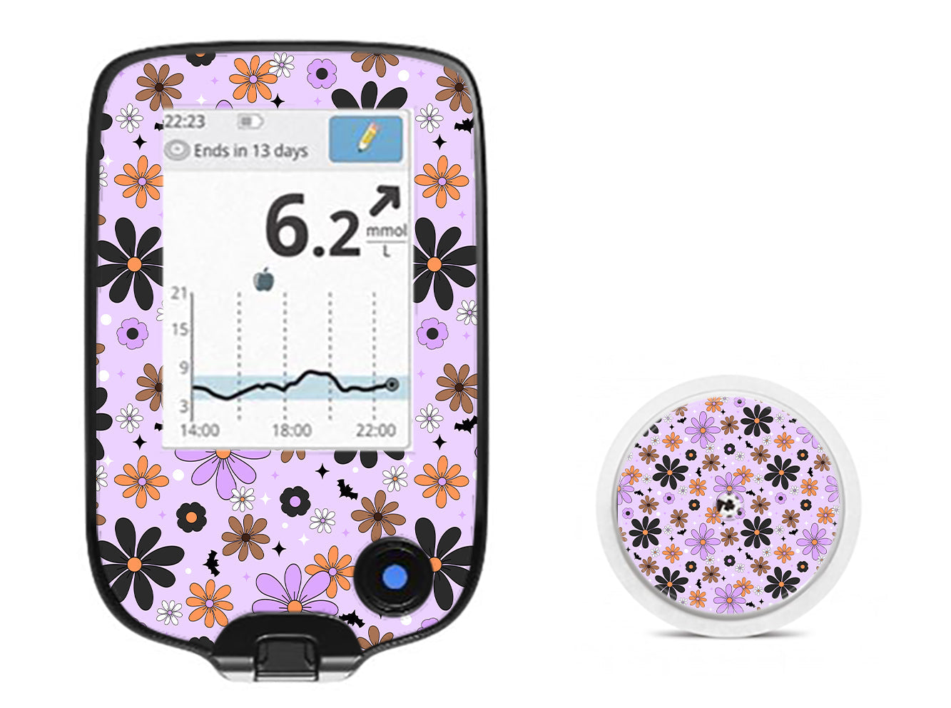 Batty Blooms Freestyle Libre 2 Sticker - Pump Peelz Batty Blooms Freestyle Libre 2 Sticker - Pump Peelz