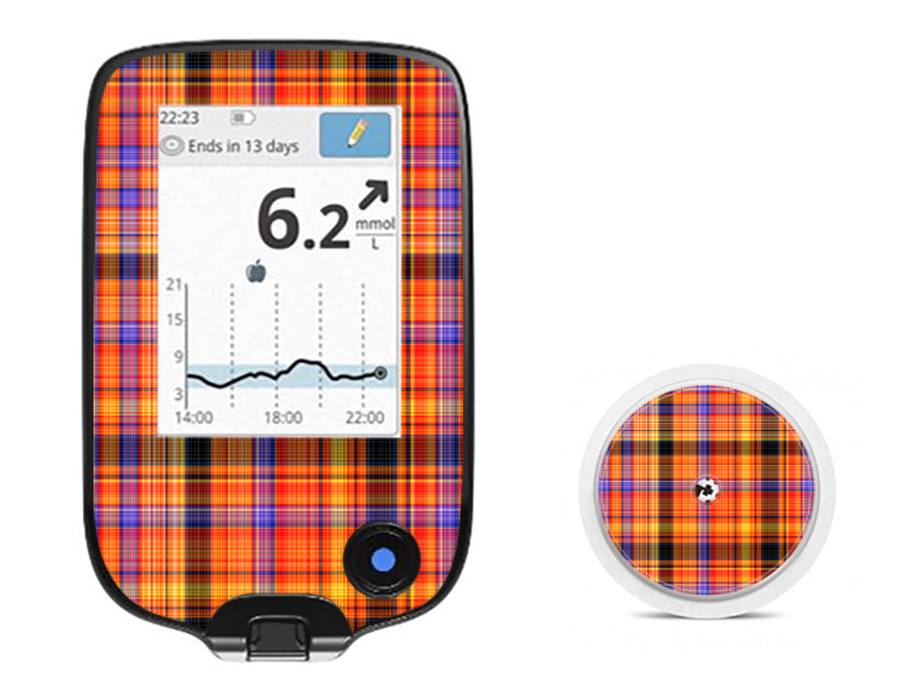 Pumpkin Plaid Freestyle Libre 2 Sticker - Pump Peelz Pumpkin Plaid Freestyle Libre 2 Sticker - Pump Peelz