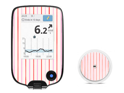Peppermint Stripes Freestyle Libre 2 Sticker - Pump Peelz Peppermint Stripes Freestyle Libre 2 Sticker - Pump Peelz