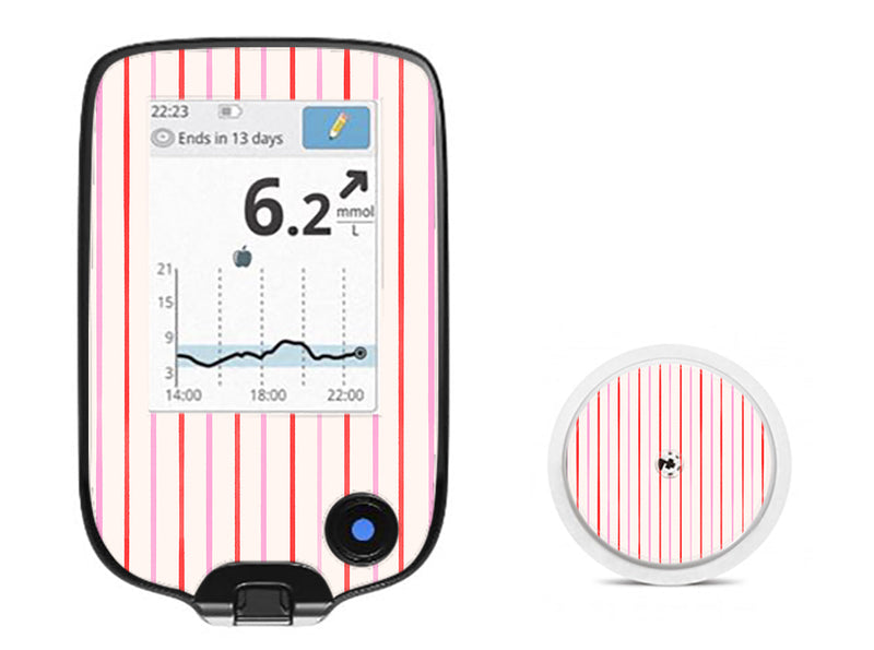 Peppermint Stripes Freestyle Libre 2 Sticker - Pump Peelz Peppermint Stripes Freestyle Libre 2 Sticker - Pump Peelz