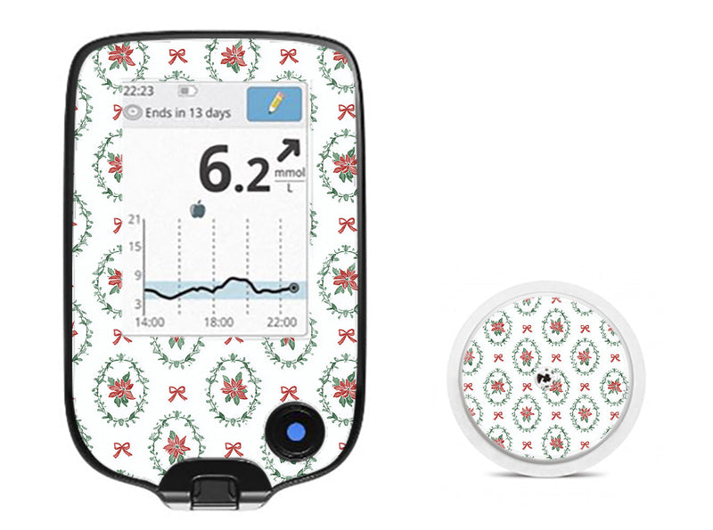 Poinsettia Parade Freestyle Libre 2 Sticker - Pump Peelz Poinsettia Parade Freestyle Libre 2 Sticker - Pump Peelz