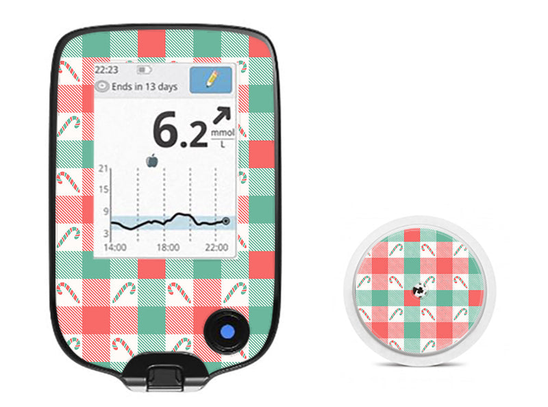 Peppermint Plaid Freestyle Libre 2 Sticker - Pump Peelz Peppermint Plaid Freestyle Libre 2 Sticker - Pump Peelz