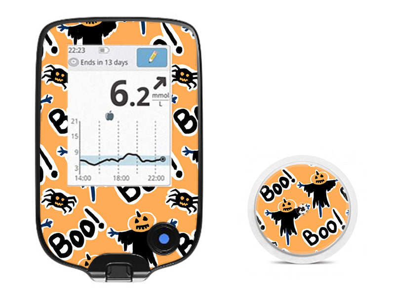 Pumpkin Boo Freestyle Libre 2 Sticker - Pump Peelz Pumpkin Boo Freestyle Libre 2 Sticker - Pump Peelz