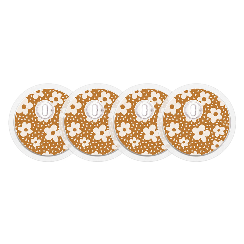 Caramel Daisies FreeStyle Libre 3 Plus & Lingo Sensor Sticker - Pump Peelz Caramel Daisies FreeStyle Libre 3 Plus & Lingo Sensor Sticker - Pump Peelz