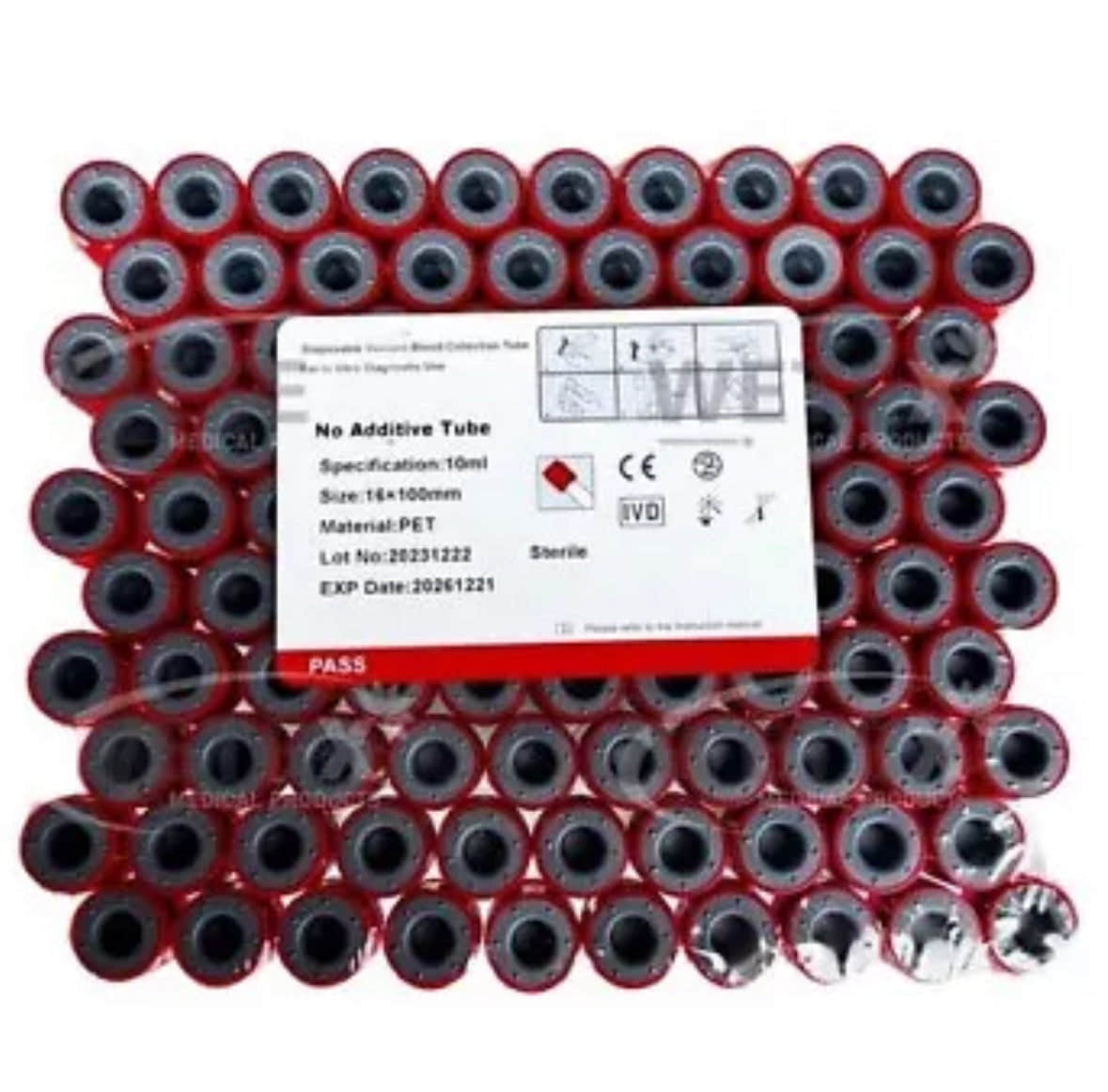 Plain Blood Collection Vacutainer Tube No Additives PET sterile 10ml (200 Pcs Per Order) Plain Blood Collection Vacutainer Tube No Additives PET sterile 10ml (200 Pcs Per Order)