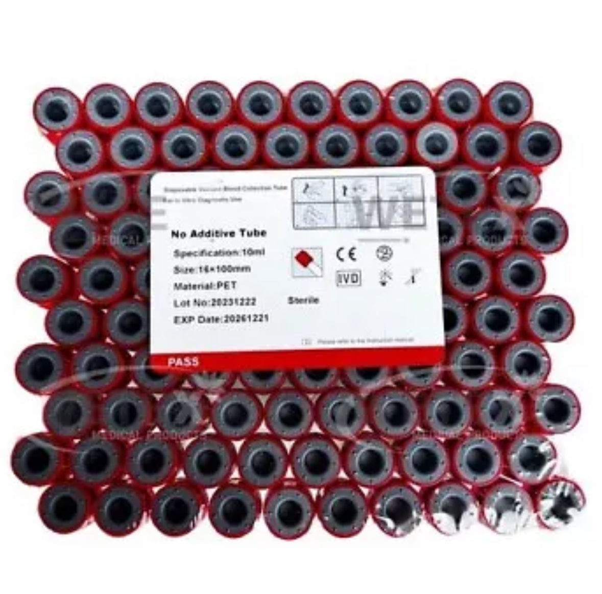 Plain Blood Collection Vacutainer Tube No Additives PET sterile 10ml (200 Pcs Per Order) Plain Blood Collection Vacutainer Tube No Additives PET sterile 10ml (200 Pcs Per Order)