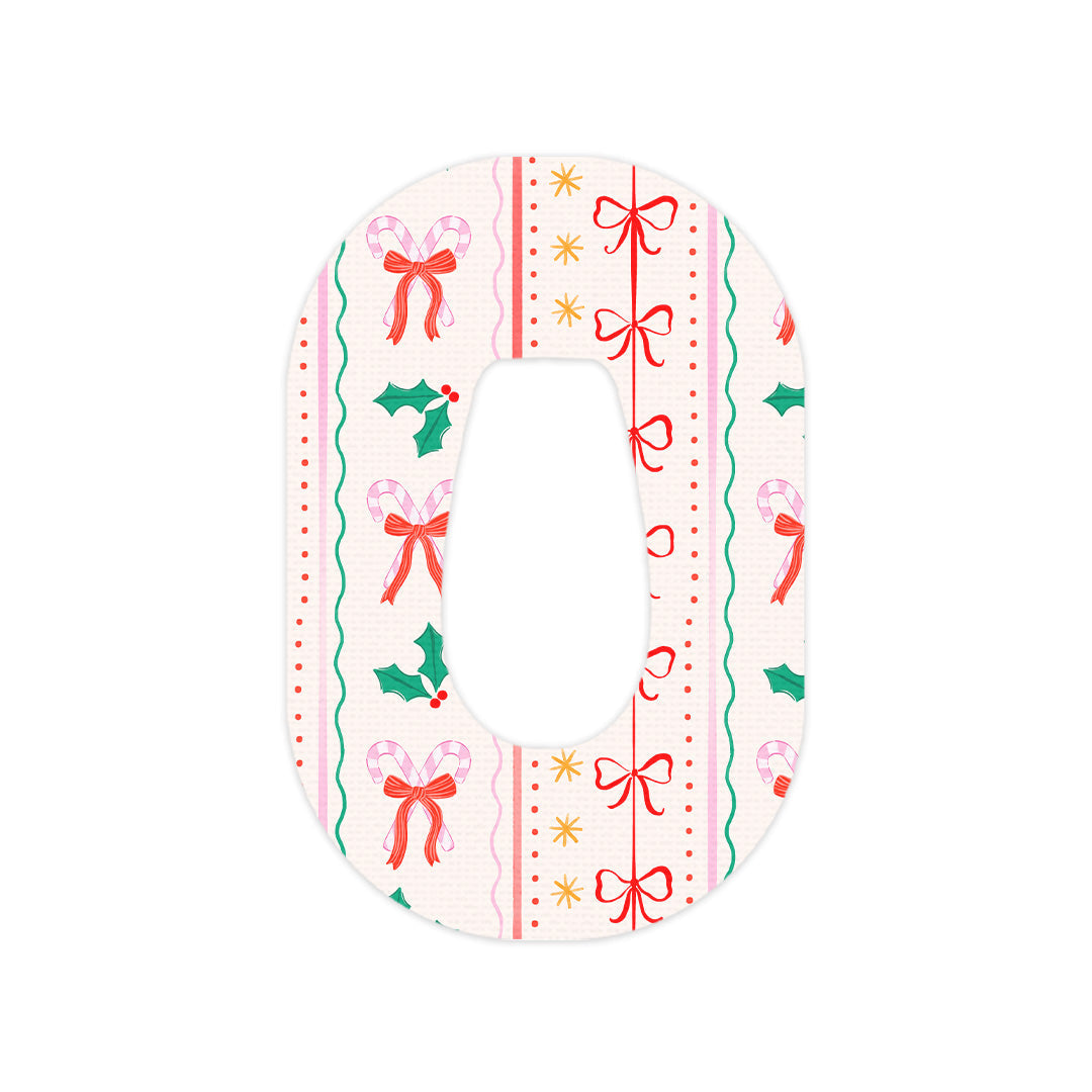 Holly Jolly Ribbon Dexcom G6 Patch Tape - Pump Peelz Holly Jolly Ribbon Dexcom G6 Patch Tape - Pump Peelz