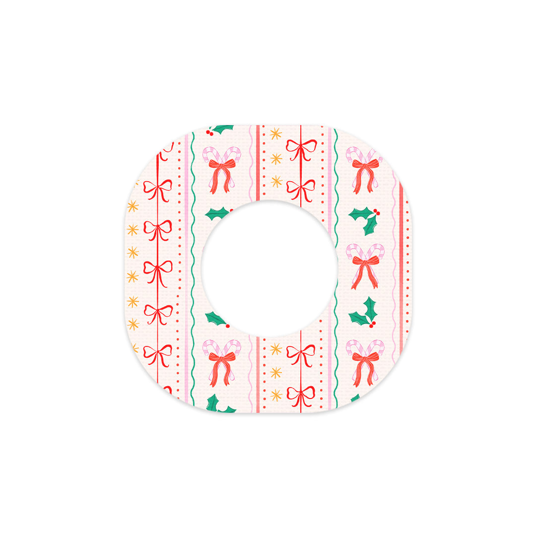 Holly Jolly Ribbon Dexcom G7 and Stelo Patch Tape - Pump Peelz Holly Jolly Ribbon Dexcom G7 and Stelo Patch Tape - Pump Peelz