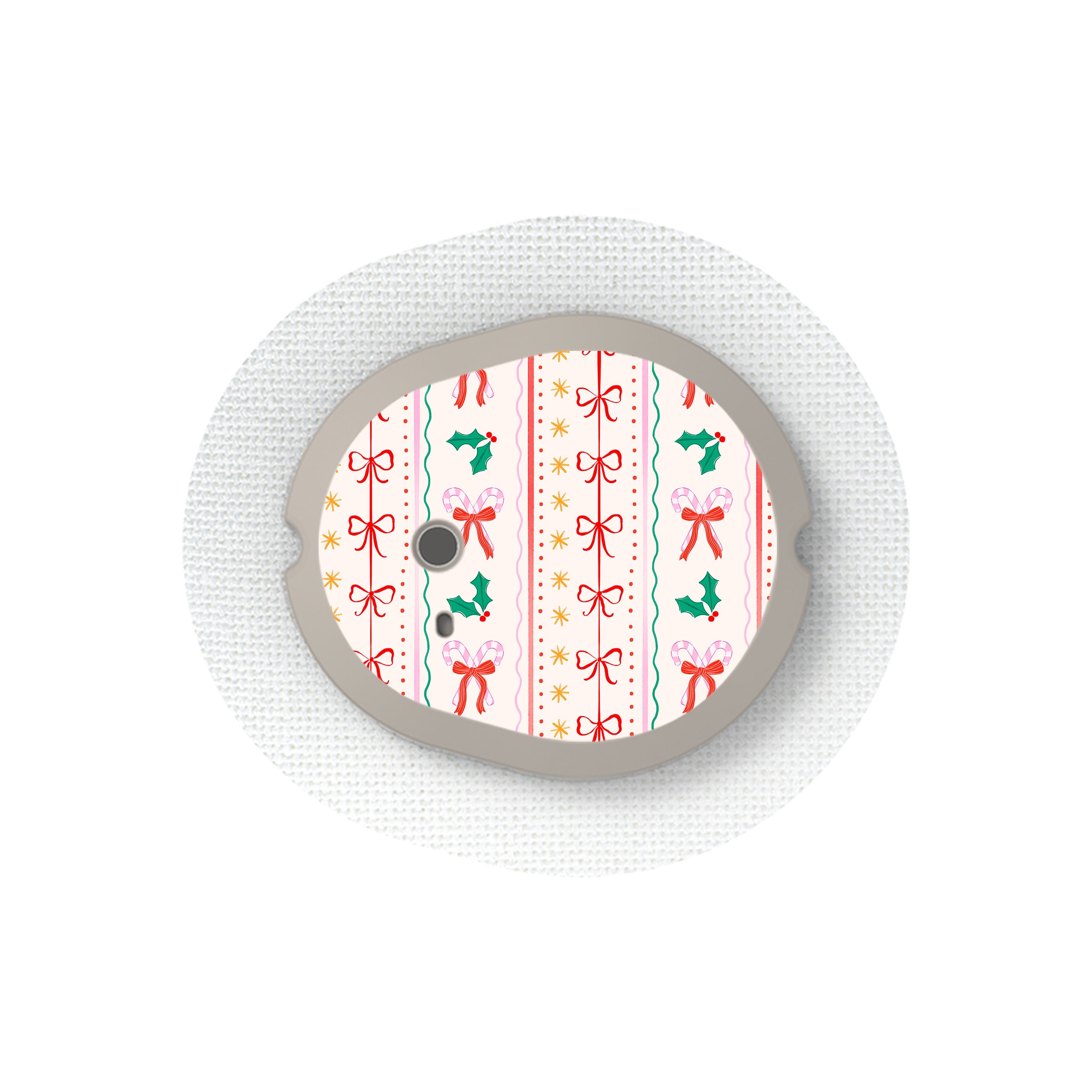 Holly Jolly Ribbon Dexcom G7 and Stelo Transmitter Sticker - Pump Peelz Holly Jolly Ribbon Dexcom G7 and Stelo Transmitter Sticker - Pump Peelz