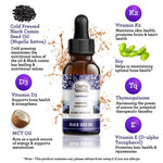 Natural Cold Pressed Black Seed Oil With Vitamin D3, K2, & E Natural Cold Pressed Black Seed Oil With Vitamin D3, K2, & E