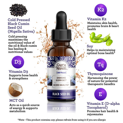 Natural Cold Pressed Black Seed Oil With Vitamin D3, K2, & E Natural Cold Pressed Black Seed Oil With Vitamin D3, K2, & E