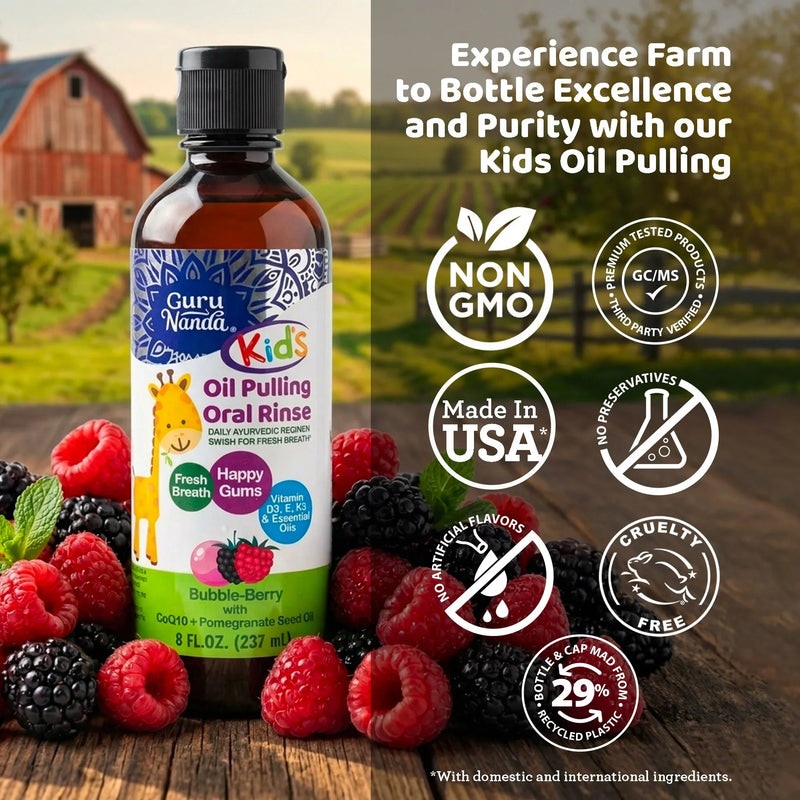 Kids Oil Pulling with Bubble Berry & CoQ10 – 8 fl oz Kids Oil Pulling with Bubble Berry & CoQ10 – 8 fl oz