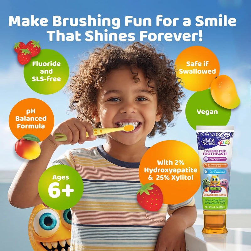 Kids Toothpaste with Xylitol & Hydroxyapatite, Strawberry Mango – 4.2 oz – 3 Pack Kids Toothpaste with Xylitol & Hydroxyapatite, Strawberry Mango – 4.2 oz – 3 Pack