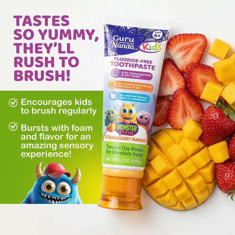 Kids Toothpaste with Xylitol & Hydroxyapatite, Strawberry Mango – 4.2 oz – 3 Pack Kids Toothpaste with Xylitol & Hydroxyapatite, Strawberry Mango – 4.2 oz – 3 Pack