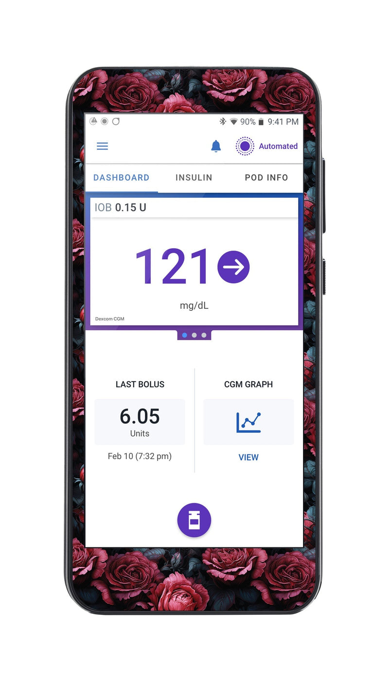 Gothic Roses Sticker for Omnipod® 5 Controller – Pump Peelz Gothic Roses Sticker for Omnipod® 5 Controller – Pump Peelz