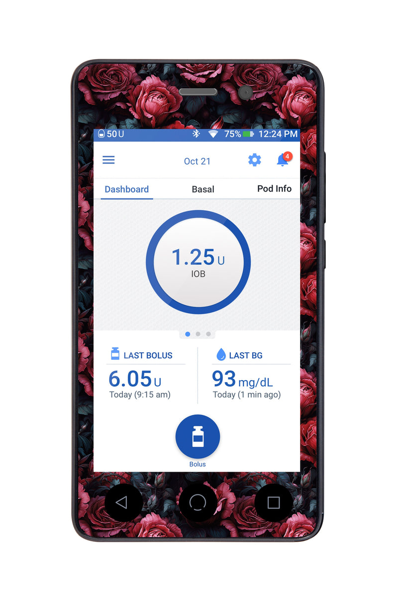 Gothic Roses Sticker for Omnipod DASH® PDM – Pump Peelz Gothic Roses Sticker for Omnipod DASH® PDM – Pump Peelz
