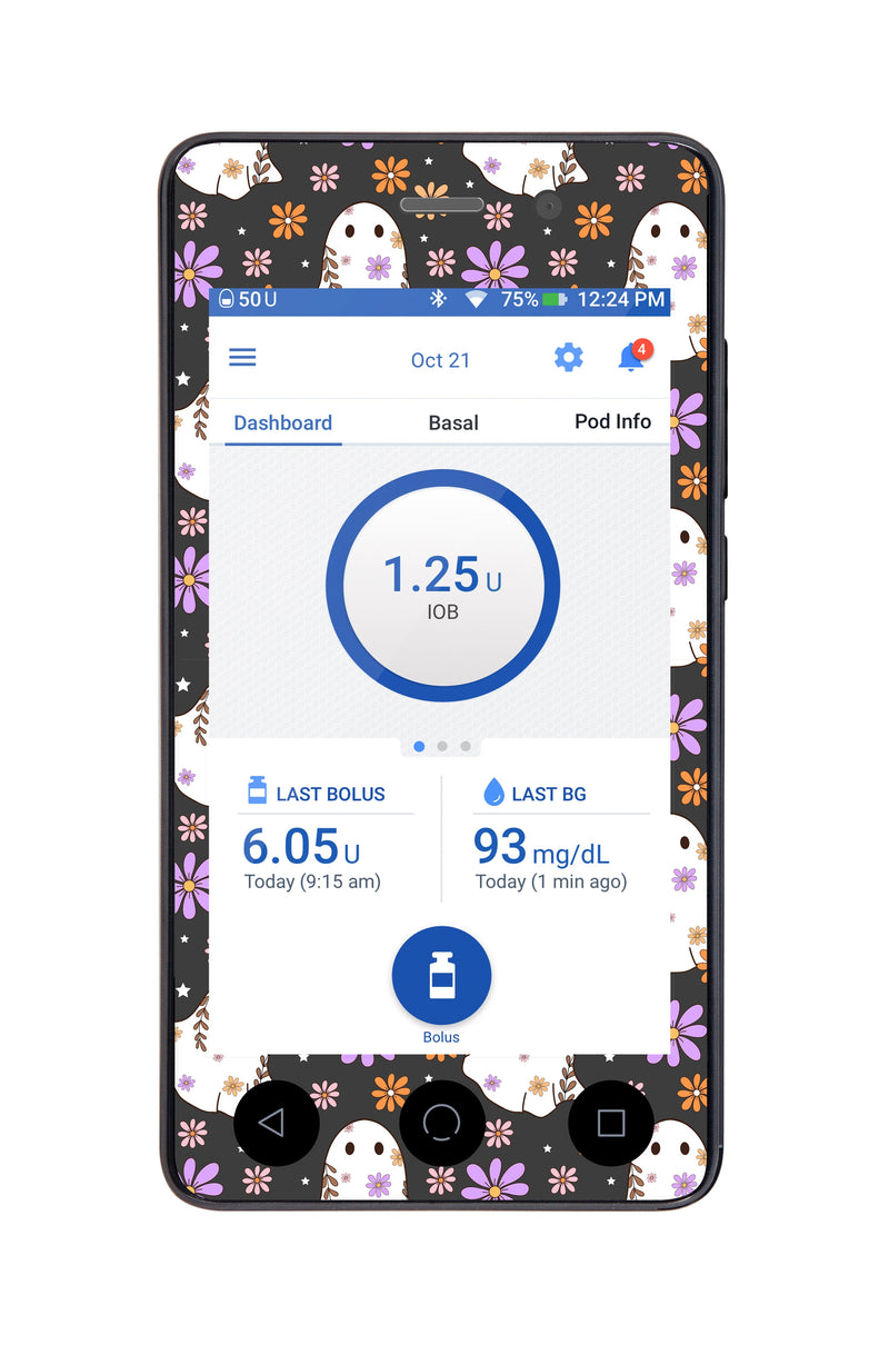Groovy Ghosts Sticker for Omnipod DASH® PDM – Pump Peelz Groovy Ghosts Sticker for Omnipod DASH® PDM – Pump Peelz