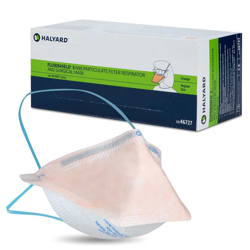 Halyard 315pcs Fluidshield 76727 Particulate Respirator Level 3 N95 Face Mask, Regular Size Halyard 315pcs Fluidshield 76727 Particulate Respirator Level 3 N95 Face Mask, Regular Size