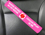 No MRI / Hearing Impaired Cochlear Implant Medical Alert Seat Belt Cover No MRI / Hearing Impaired Cochlear Implant Medical Alert Seat Belt Cover