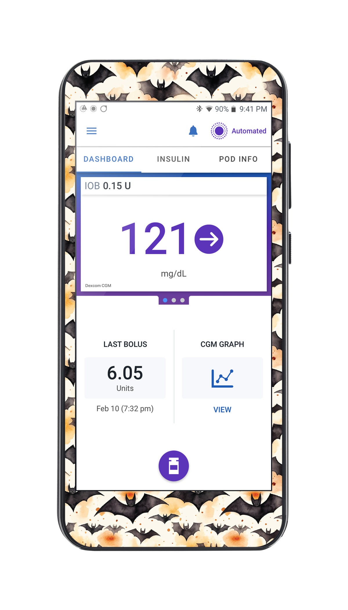 Halloween Bats Sticker for Omnipod® 5 Controller – Pump Peelz Halloween Bats Sticker for Omnipod® 5 Controller – Pump Peelz