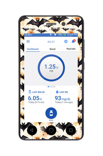 Halloween Bats Sticker for Omnipod DASH® PDM – Pump Peelz Halloween Bats Sticker for Omnipod DASH® PDM – Pump Peelz