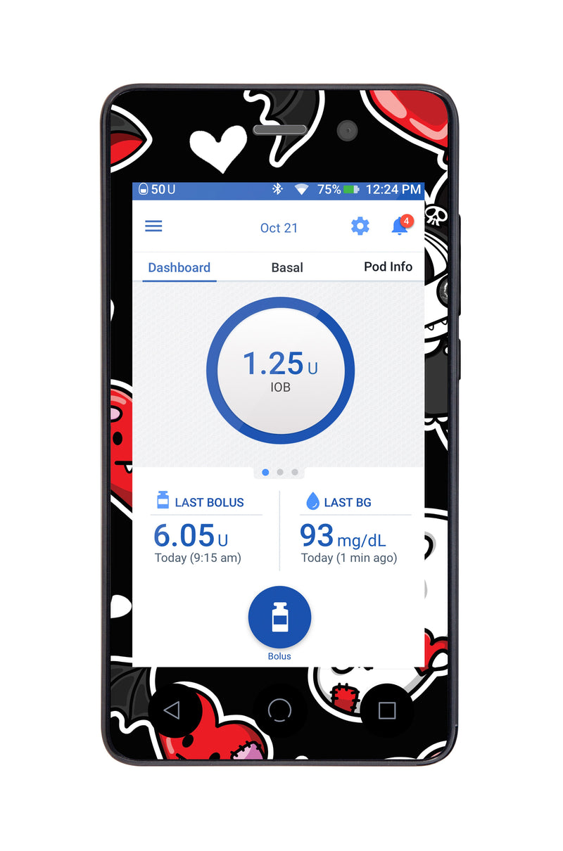 Halloween Valentine Sticker for Omnipod DASH® PDM – Pump Peelz Halloween Valentine Sticker for Omnipod DASH® PDM – Pump Peelz