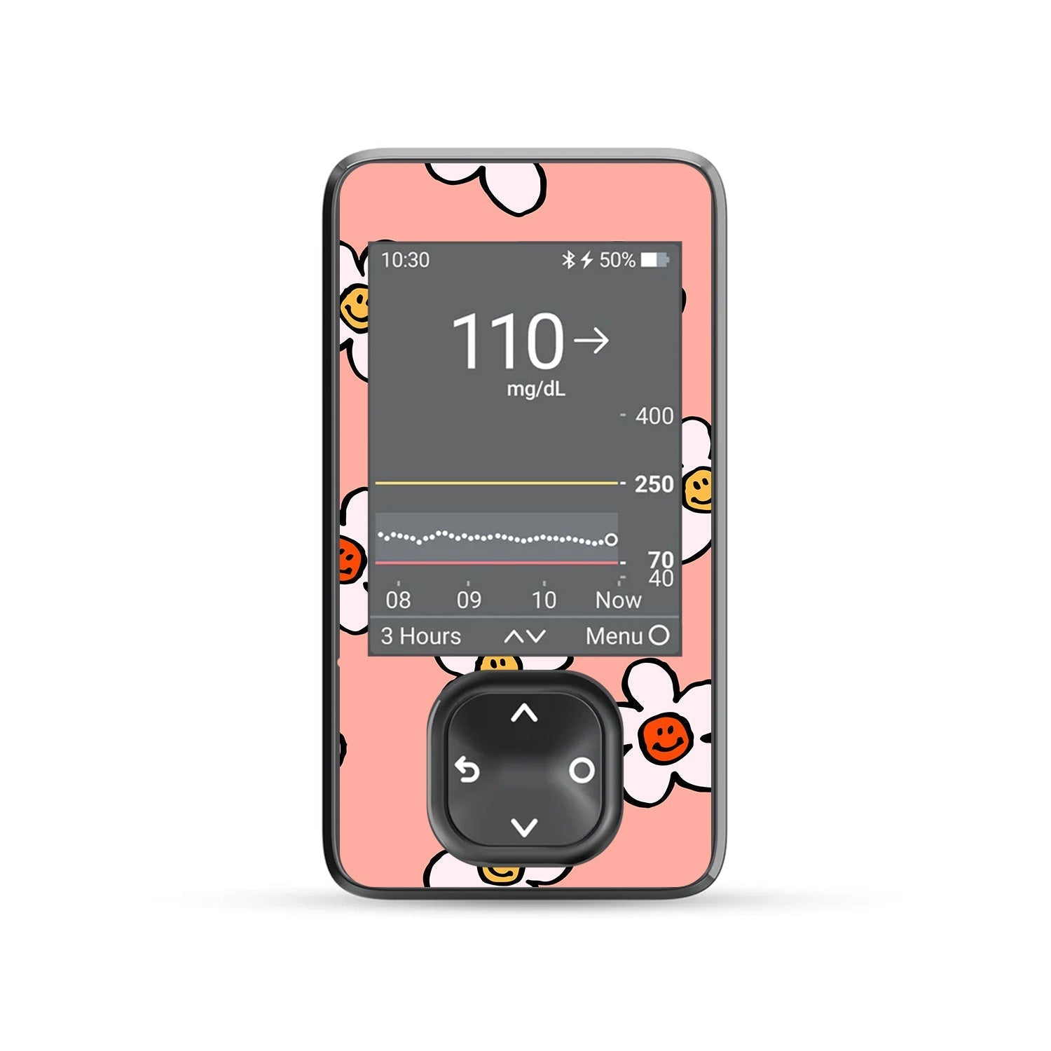 Happy Flowers DEXCOM G7 and Stelo and G6 Touchscreen Receiver Sticker Happy Flowers DEXCOM G7 and Stelo and G6 Touchscreen Receiver Sticker