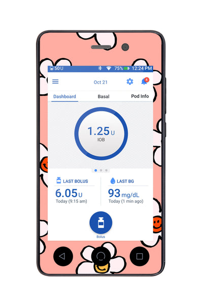 Happy FlowersSticker for Omnipod DASH® PDM – Pump Peelz Happy FlowersSticker for Omnipod DASH® PDM – Pump Peelz