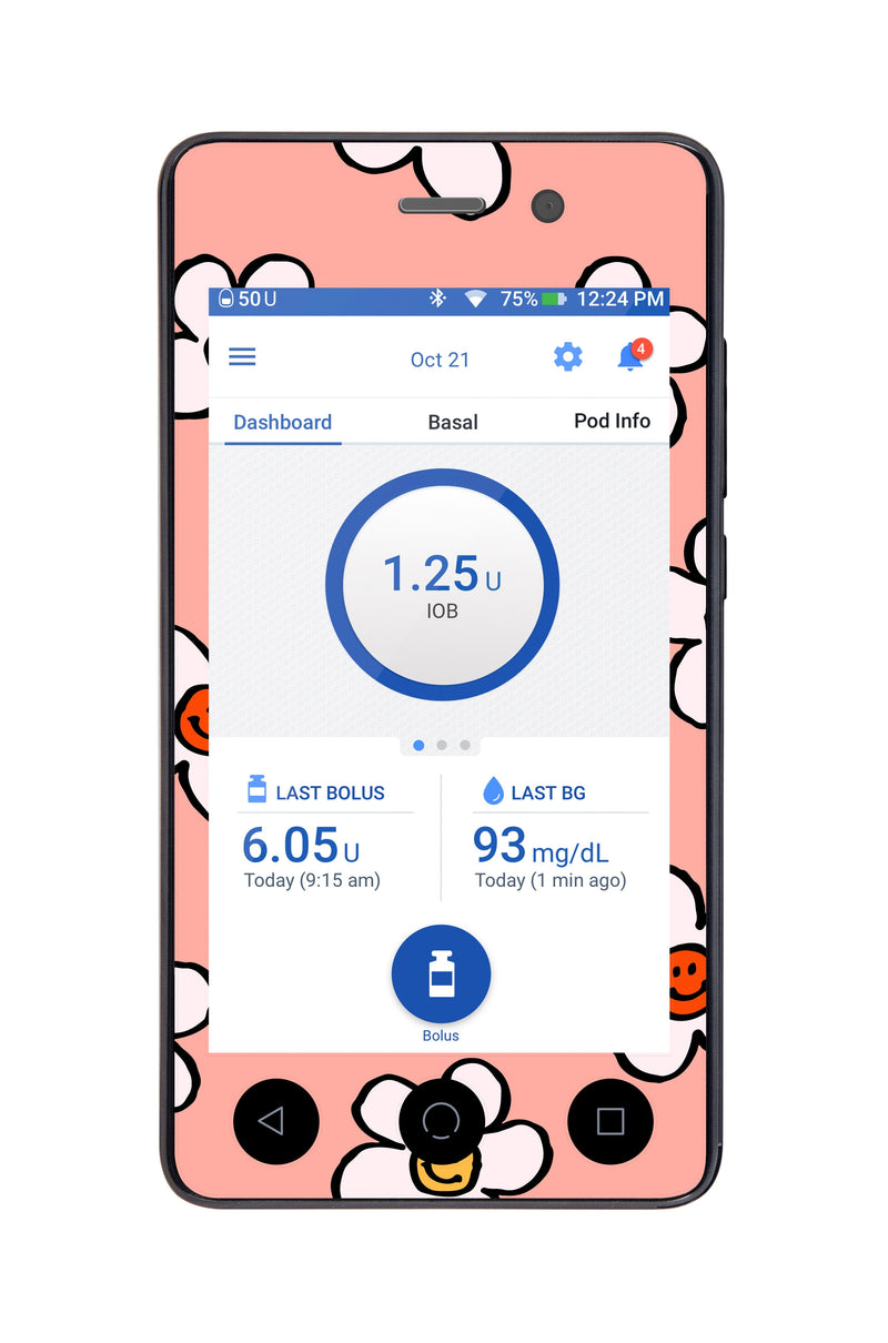 Happy FlowersSticker for Omnipod DASH® PDM – Pump Peelz Happy FlowersSticker for Omnipod DASH® PDM – Pump Peelz