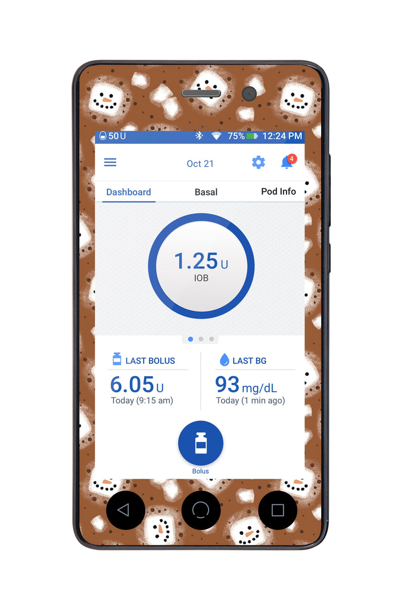 Hot Cocoa Sticker for Omnipod DASH® PDM – Pump Peelz Hot Cocoa Sticker for Omnipod DASH® PDM – Pump Peelz