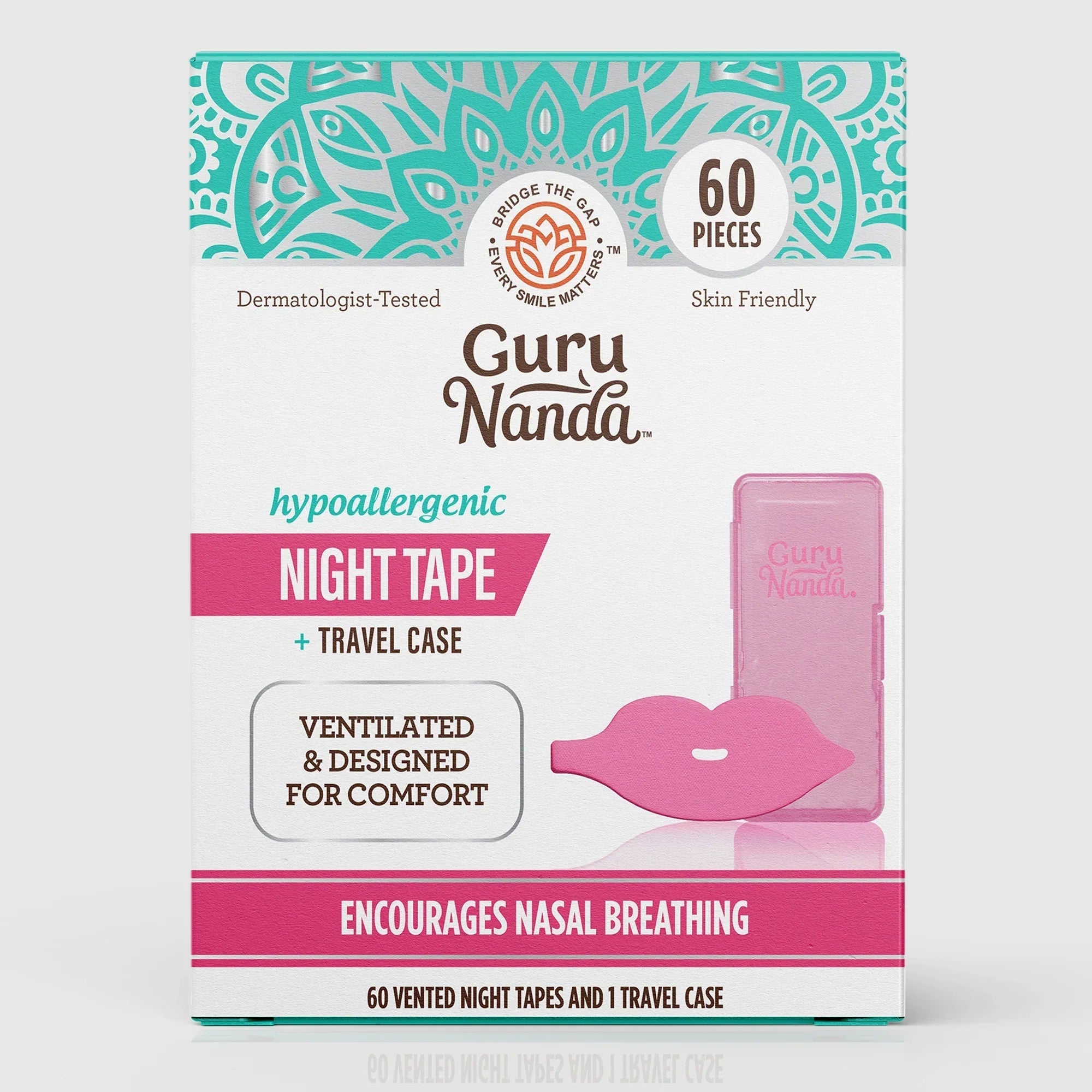 Pink Lip Shaped Night Tape with Case - 60 Count Pink Lip Shaped Night Tape with Case - 60 Count