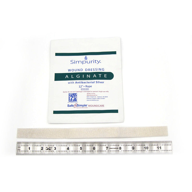 Safe N Simple Simpurity Silver Calcium Alginate Wound Dressing, 12 Inch Length Rope (120 Count) Safe N Simple Simpurity Silver Calcium Alginate Wound Dressing, 12 Inch Length Rope (120 Count)