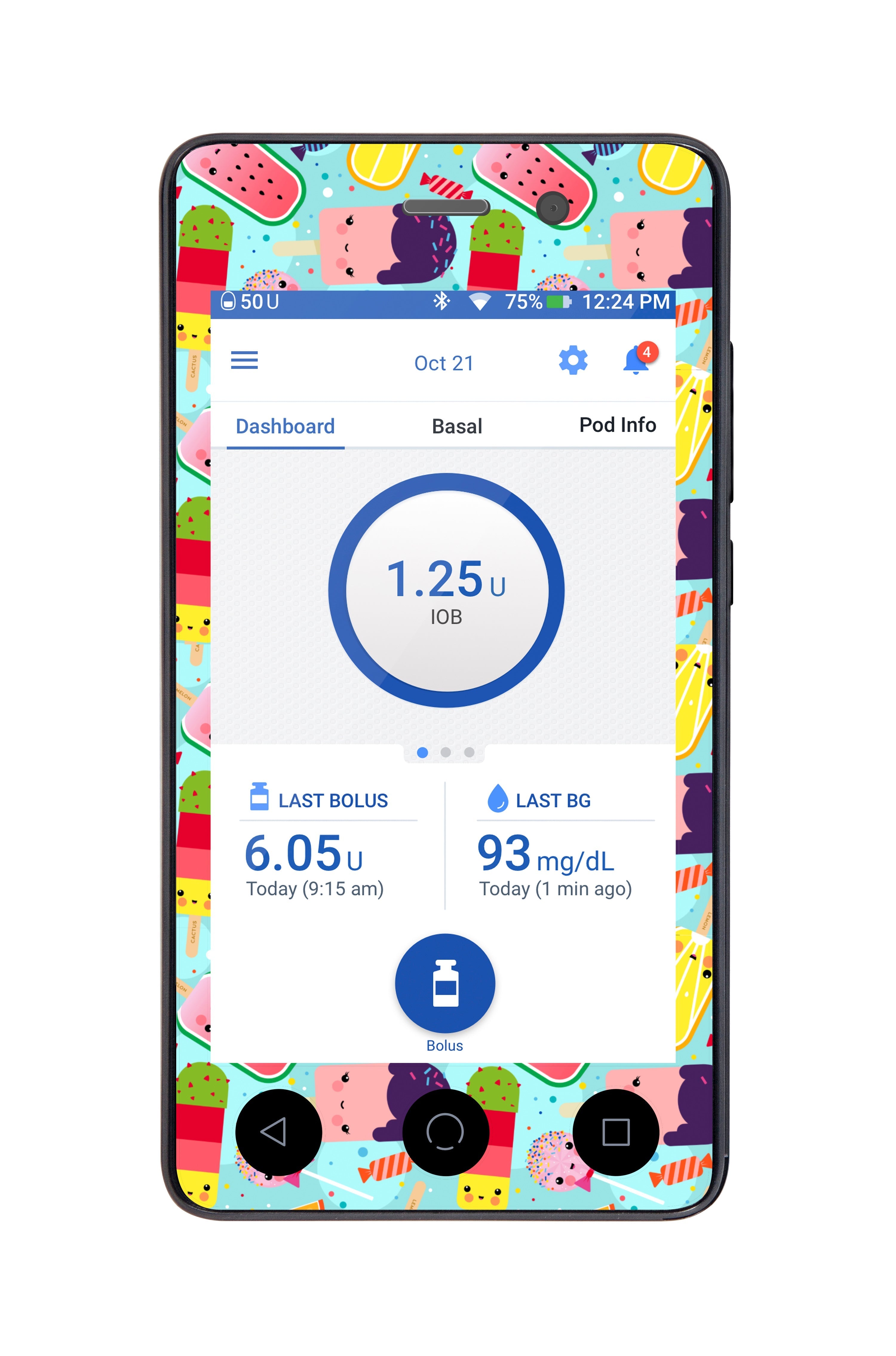 Kawaii Sweets Sticker for Omnipod DASH® PDM – Pump Peelz Kawaii Sweets Sticker for Omnipod DASH® PDM – Pump Peelz
