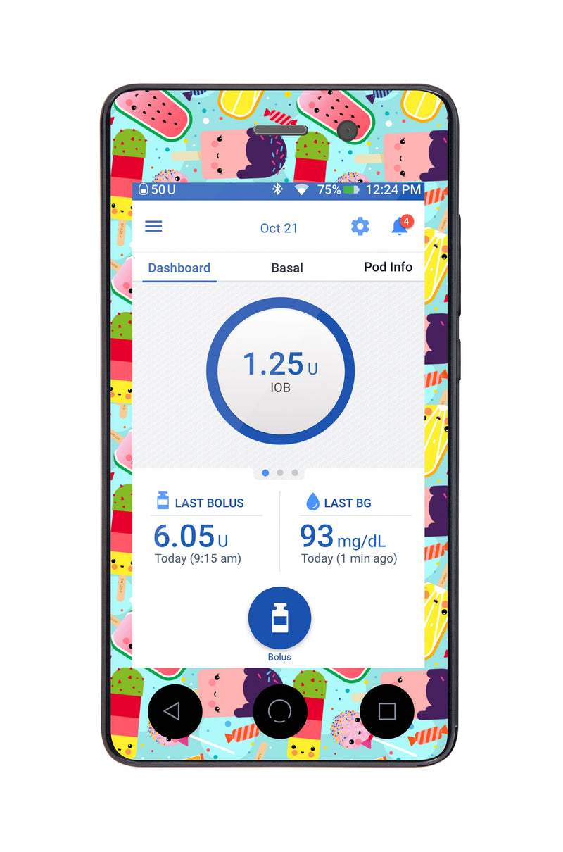 Kawaii Sweets Sticker for Omnipod DASH® PDM – Pump Peelz Kawaii Sweets Sticker for Omnipod DASH® PDM – Pump Peelz