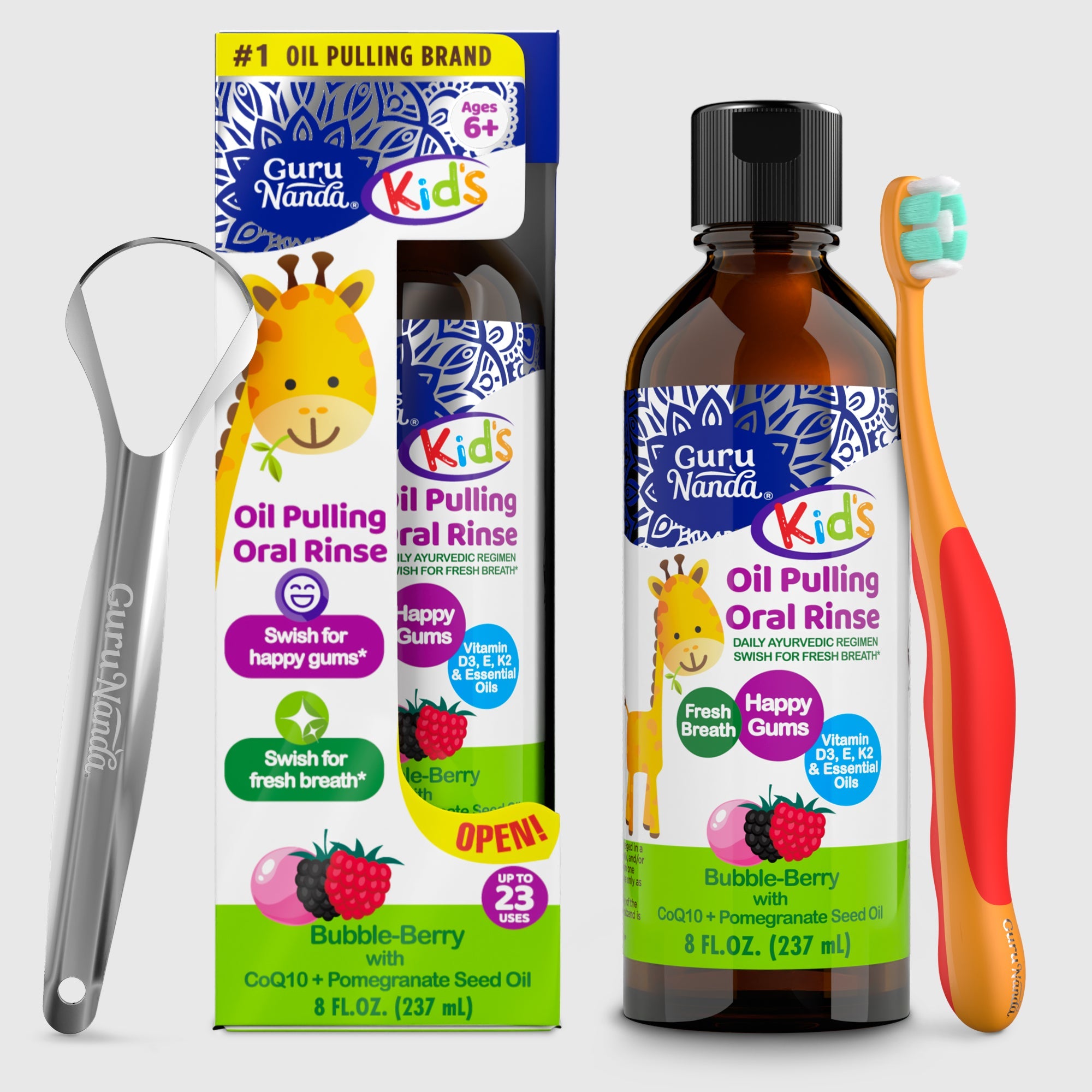 Kids Oil Pulling with Bubble Berry & CoQ10 – 8 fl oz Kids Oil Pulling with Bubble Berry & CoQ10 – 8 fl oz