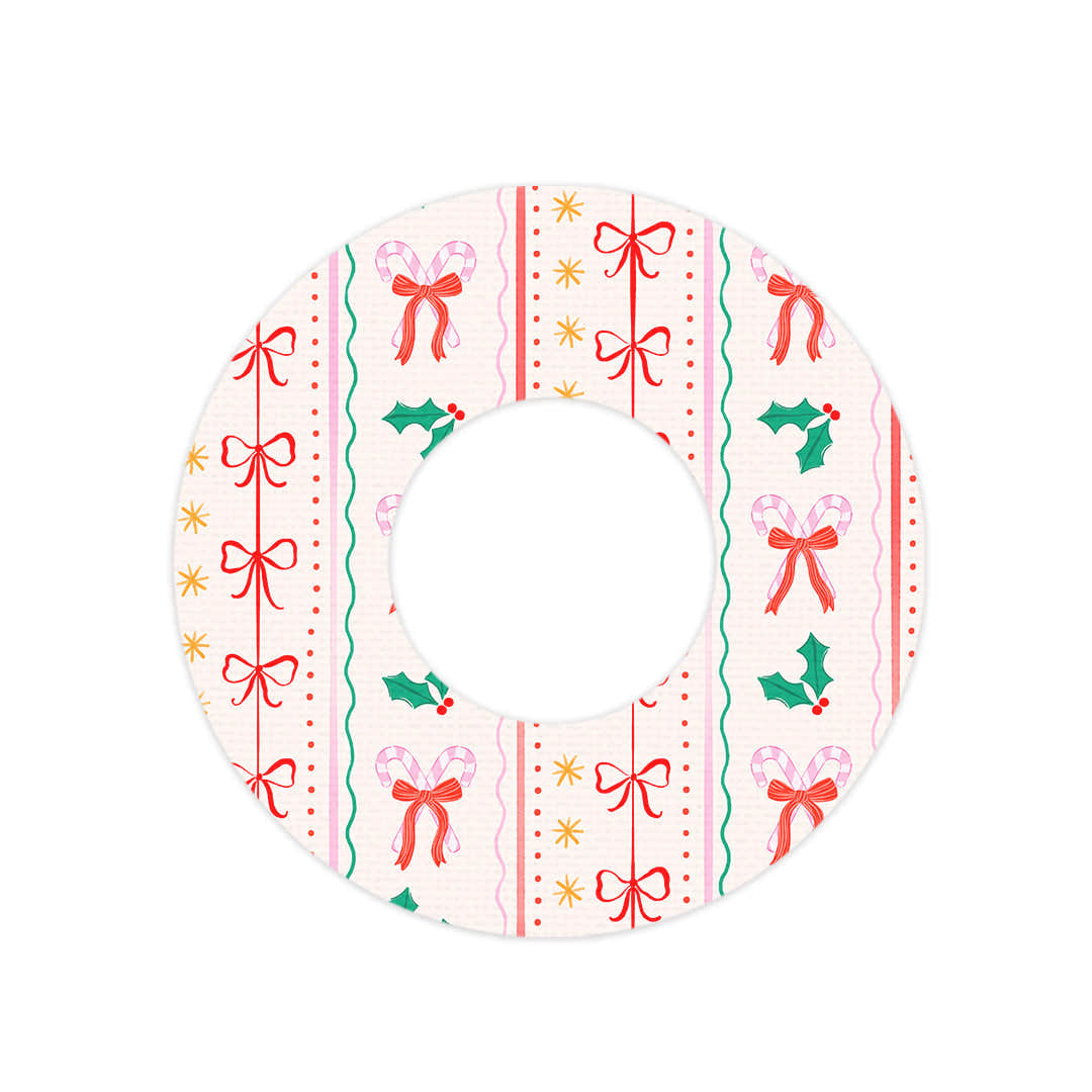 Holly Jolly Ribbon Freestyle Libre 2 Patch Tape - Pump Peelz Holly Jolly Ribbon Freestyle Libre 2 Patch Tape - Pump Peelz