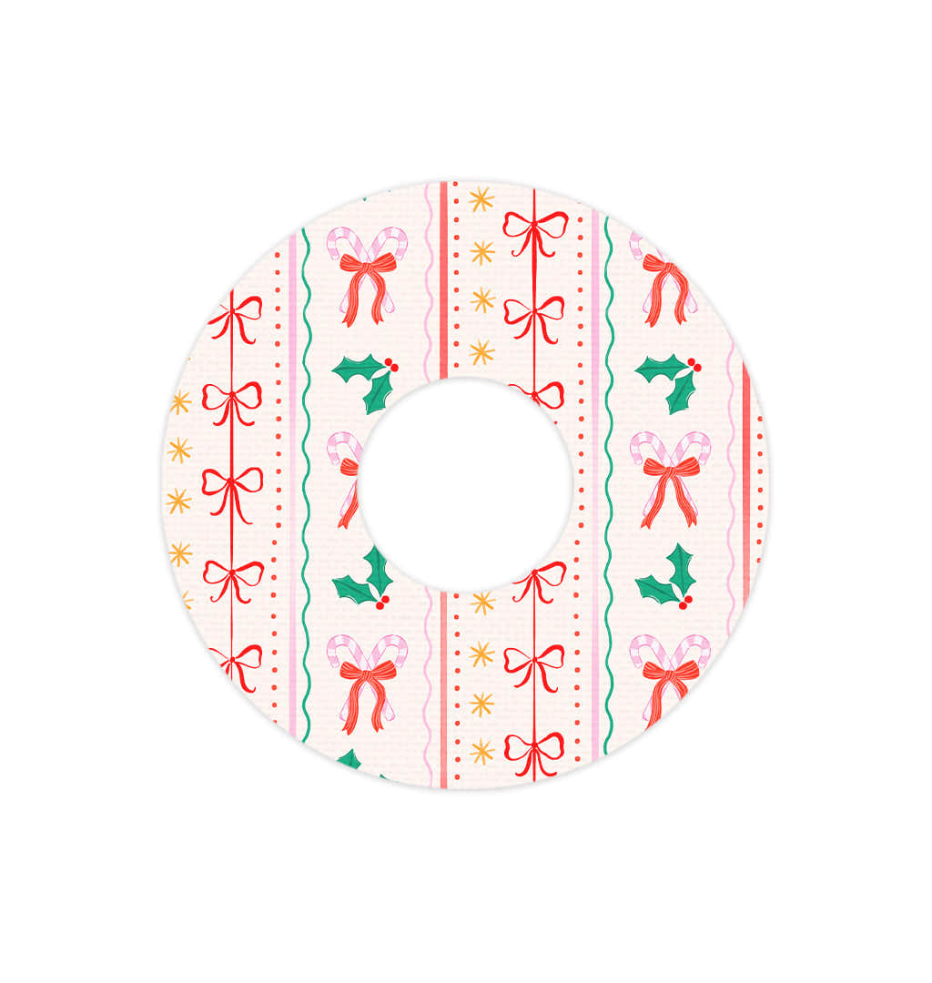 Holly Jolly Ribbon FreeStyle Libre 3 Plus & Lingo Patch Tape - Pump Peelz Holly Jolly Ribbon FreeStyle Libre 3 Plus & Lingo Patch Tape - Pump Peelz