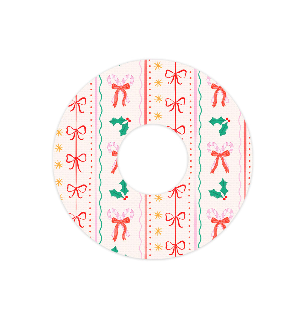 Holly Jolly Ribbon FreeStyle Libre 3 Plus & Lingo Patch Tape - Pump Peelz Holly Jolly Ribbon FreeStyle Libre 3 Plus & Lingo Patch Tape - Pump Peelz