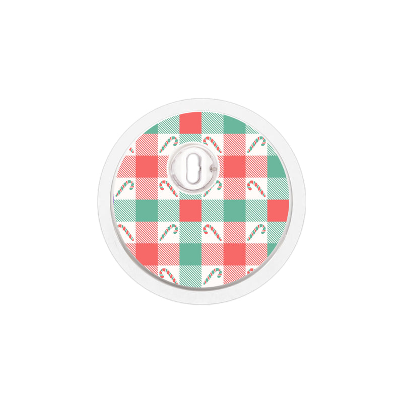 Peppermint Plaid FreeStyle Libre 3 Plus & Lingo Sensor Sticker - Pump Peelz Peppermint Plaid FreeStyle Libre 3 Plus & Lingo Sensor Sticker - Pump Peelz