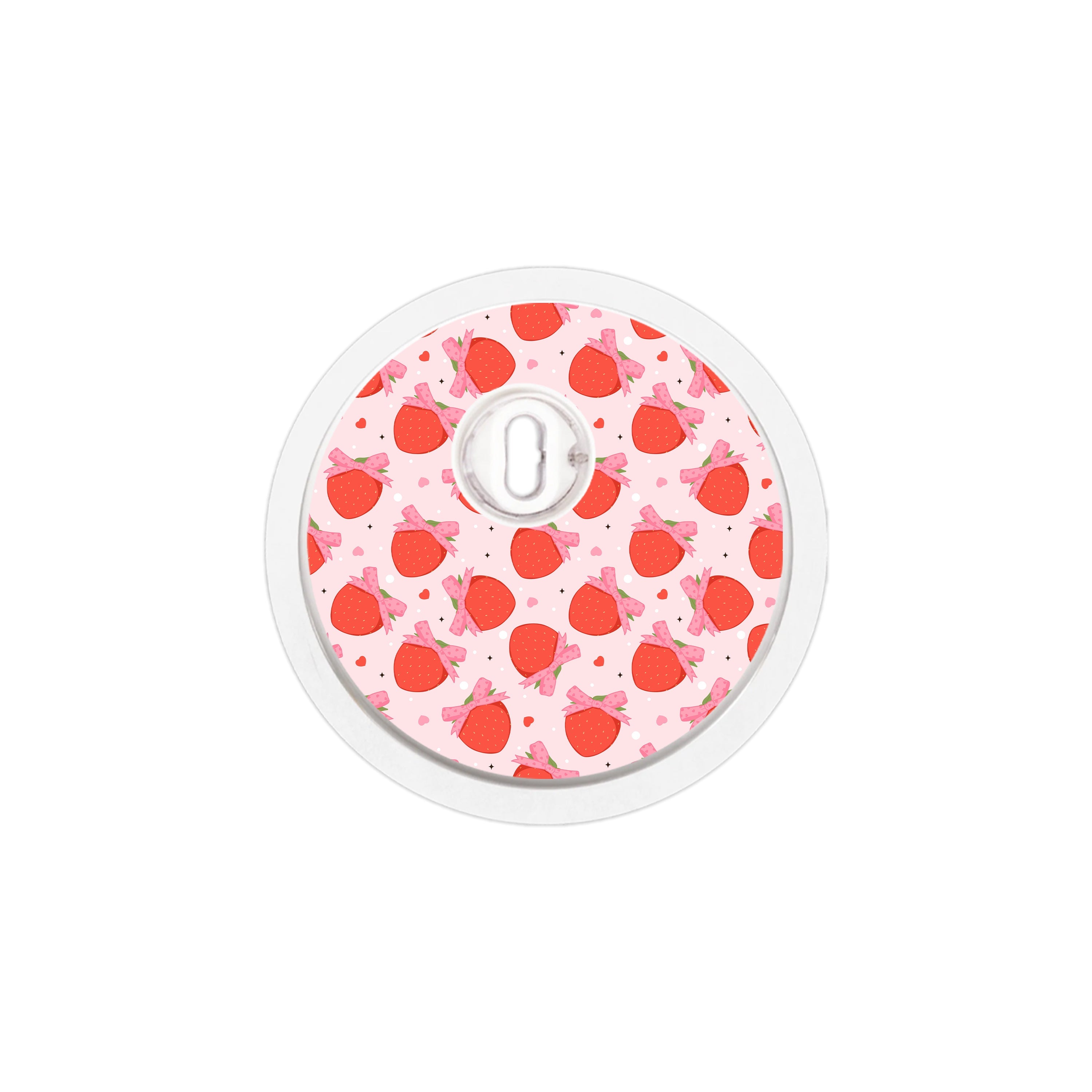 Strawberry Kisses FreeStyle Libre 3 Plus & Lingo Sensor Sticker - Pump Peelz Strawberry Kisses FreeStyle Libre 3 Plus & Lingo Sensor Sticker - Pump Peelz
