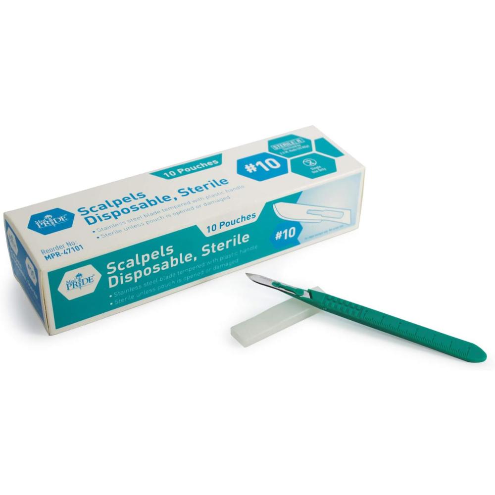 MedPride Disposable Scalpels - Stainless - Sterile - 10/BX 10/CS (100 Count) MedPride Disposable Scalpels - Stainless - Sterile - 10/BX 10/CS (100 Count)