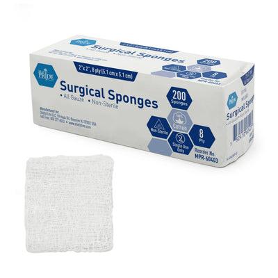 MedPride All Gauze Sponge N/S - 2"x 2" - 8Ply, 5M, 200/Box, Case of 25 (5000 Count) MedPride All Gauze Sponge N/S - 2"x 2" - 8Ply, 5M, 200/Box, Case of 25 (5000 Count)