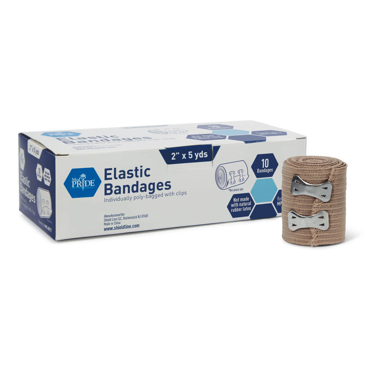 MedPride Non-Sterile Elastic Bandage with Clips - 2" - 10/Box, Case 5 (50 Count) MedPride Non-Sterile Elastic Bandage with Clips - 2" - 10/Box, Case 5 (50 Count)